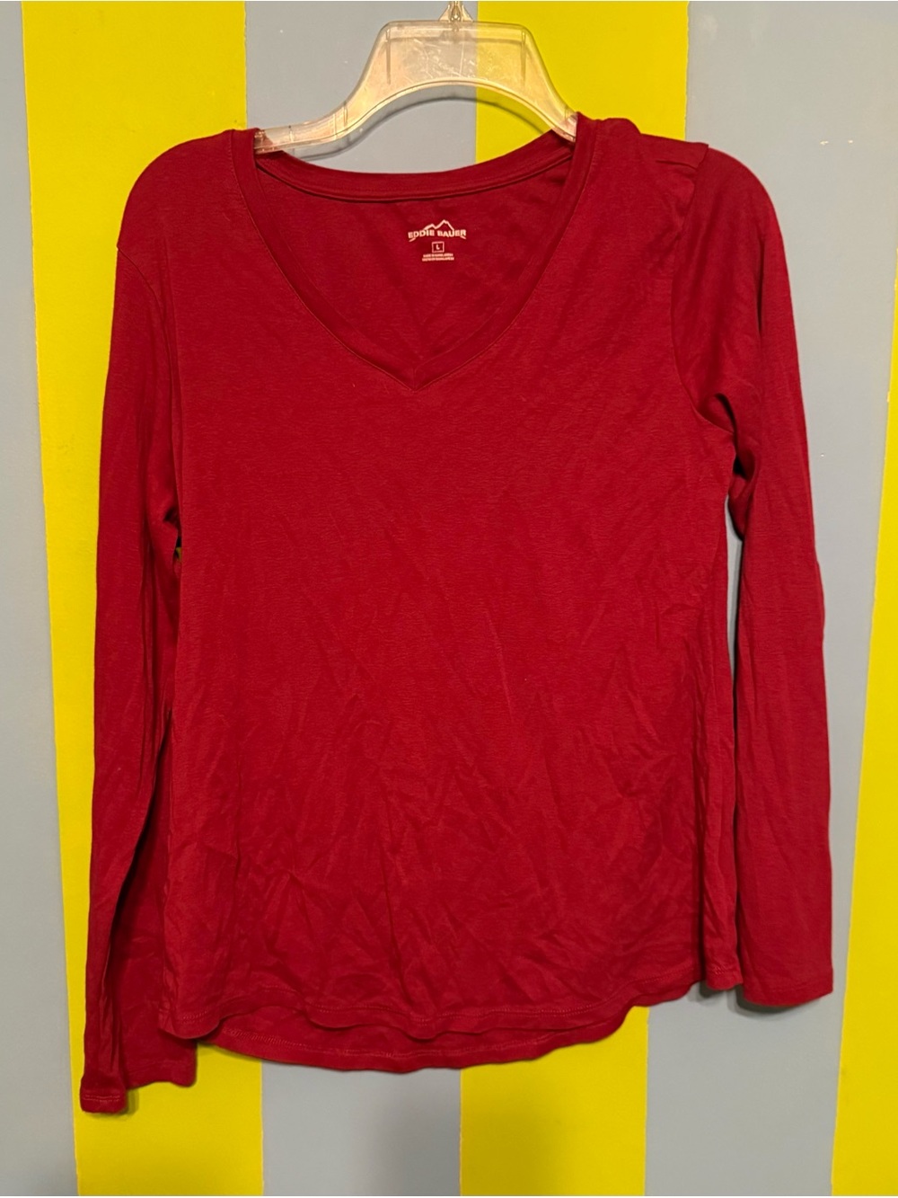 Eddie Bauer Women's V-Neck Long Sleeve Top - Burgundy
